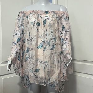 FLOWY SILK BLEND BELL SLEEVE TOP MADE IN ITALY SIZE 2X NEW WITH TAGS
